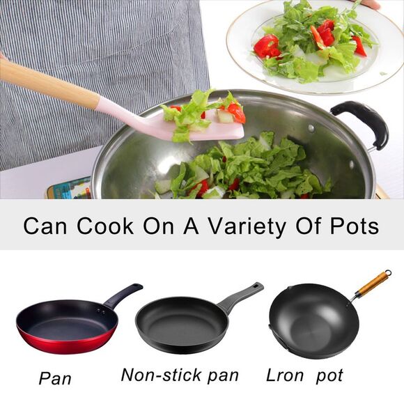 Silicone Turner Spatula Heat Resistant Non Stick for Baking and Mixing Pink - Picture 4 of 6